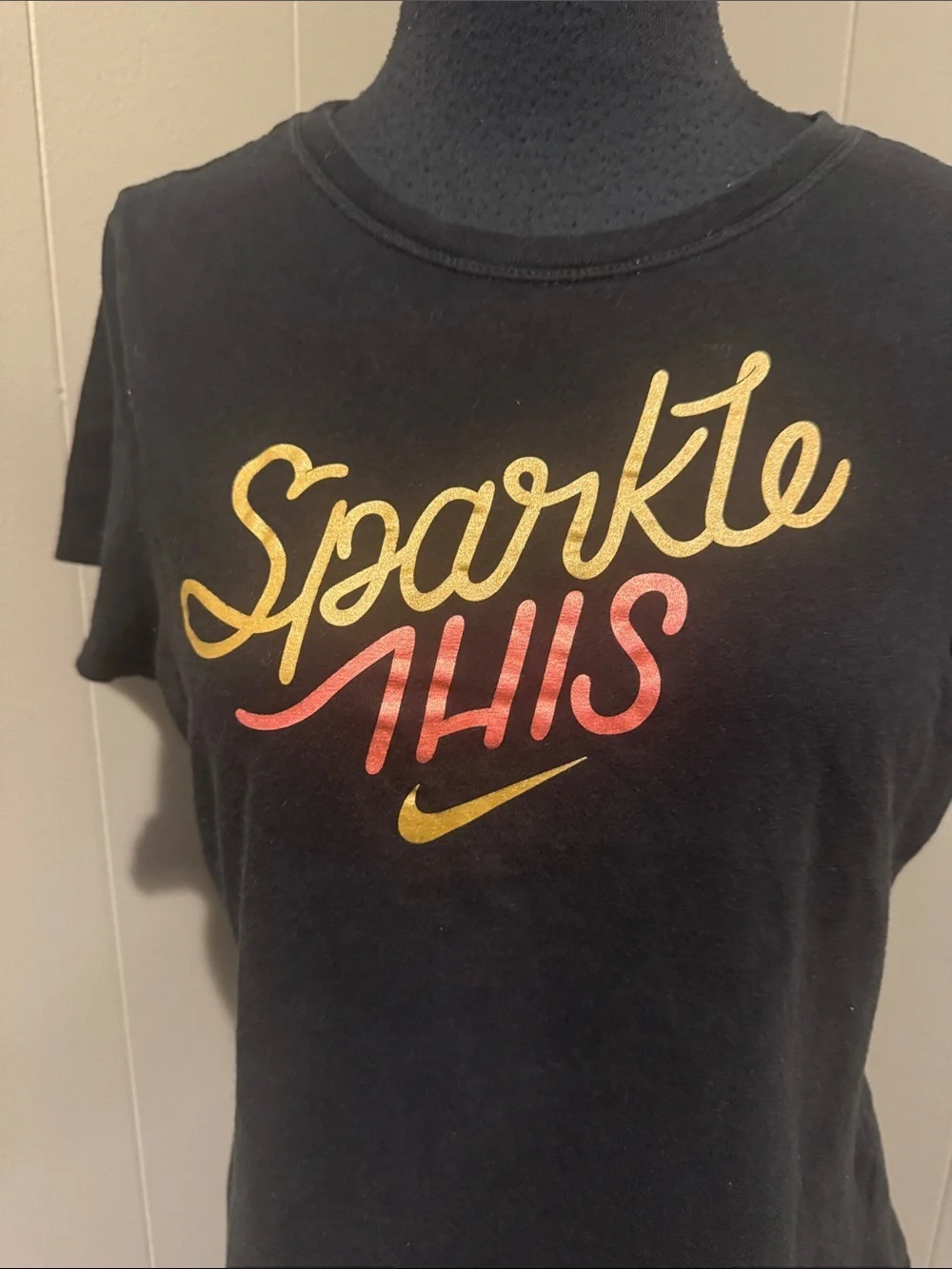 Nike black athletic cut “Sparkle This” graphic short sleeve tee. 100% cotton. XL
